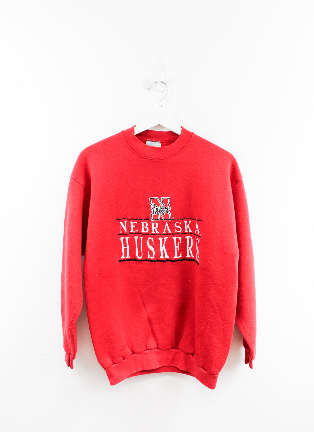 Vintage Logo 7 X Nebraska Huskers Embroidered Crewneck