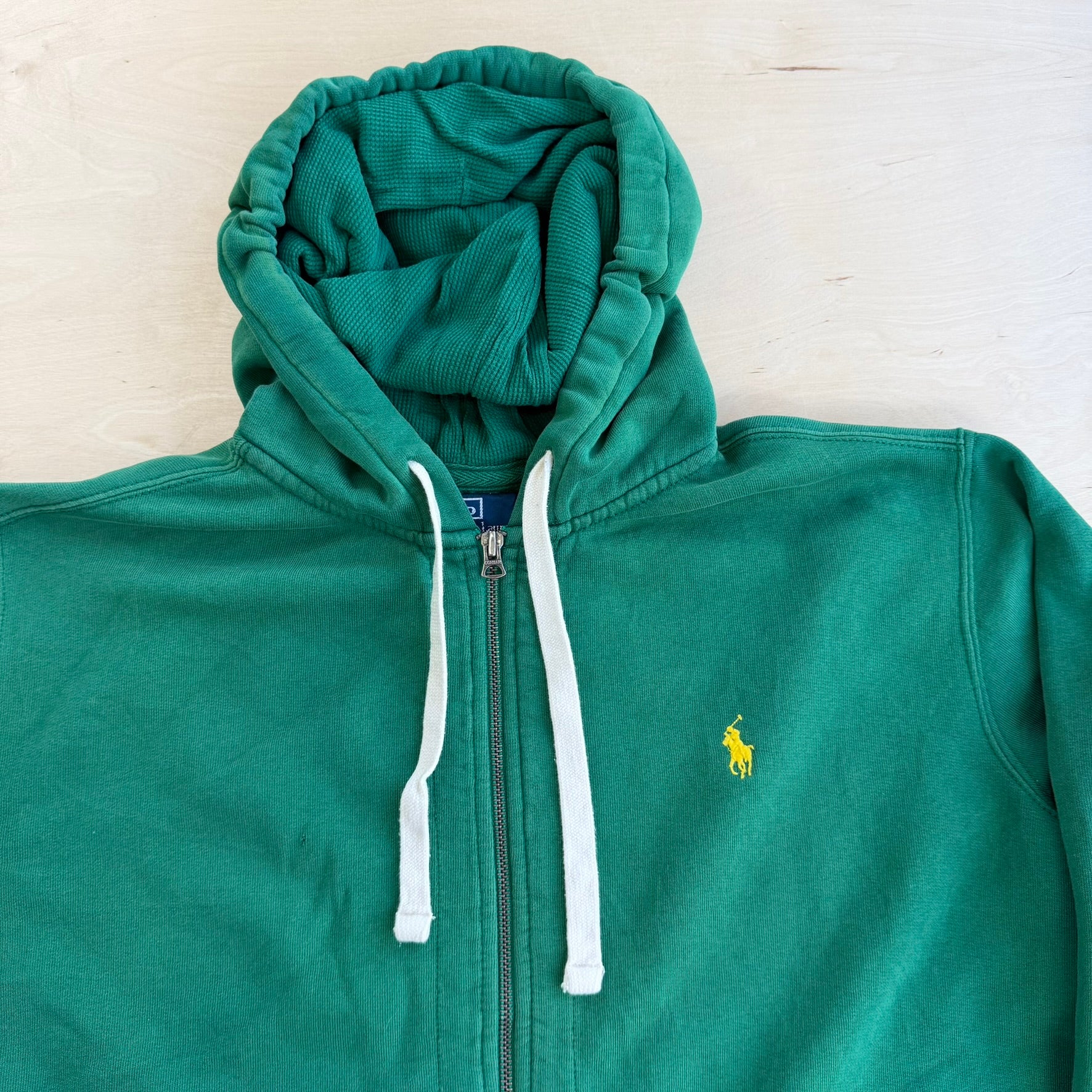 J- Vintage 90s Polo RL Embroidered Logo Green Zip Up Hoodie - XL
