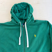 J- Vintage 90s Polo RL Embroidered Logo Green Zip Up Hoodie - XL