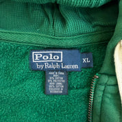 J- Vintage 90s Polo RL Embroidered Logo Green Zip Up Hoodie - XL