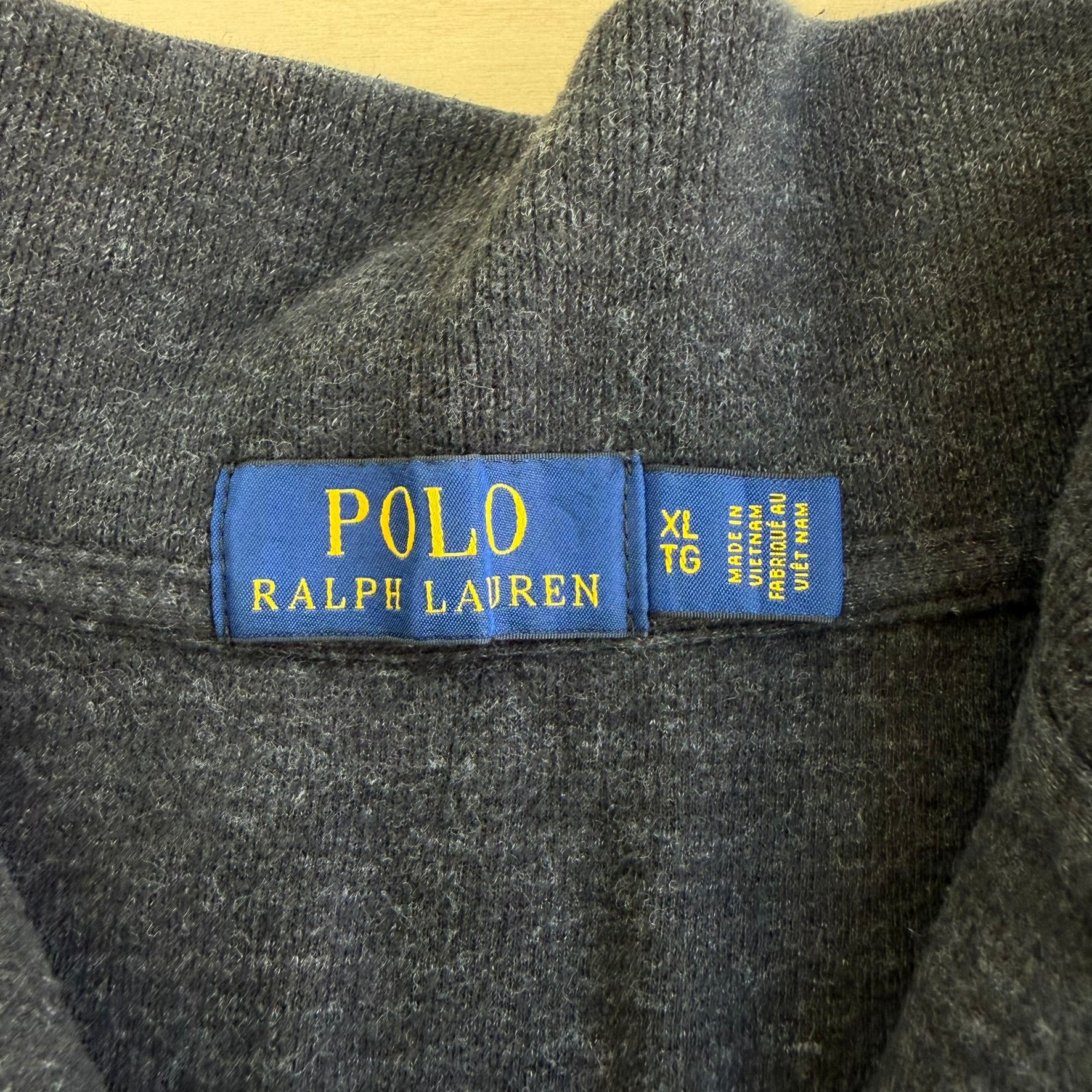 J- Vintage Polo RL Embroidered Logo Dark Grey Quarter Zip Crewneck - XL