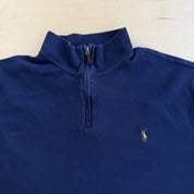 J- Vintage Polo RL Embroidered Logo Navy Quarter Zip Crewneck - 2XL
