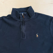 J- Vintage Polo RL Embroidered Logo Black Quarter Zip Crewneck - L