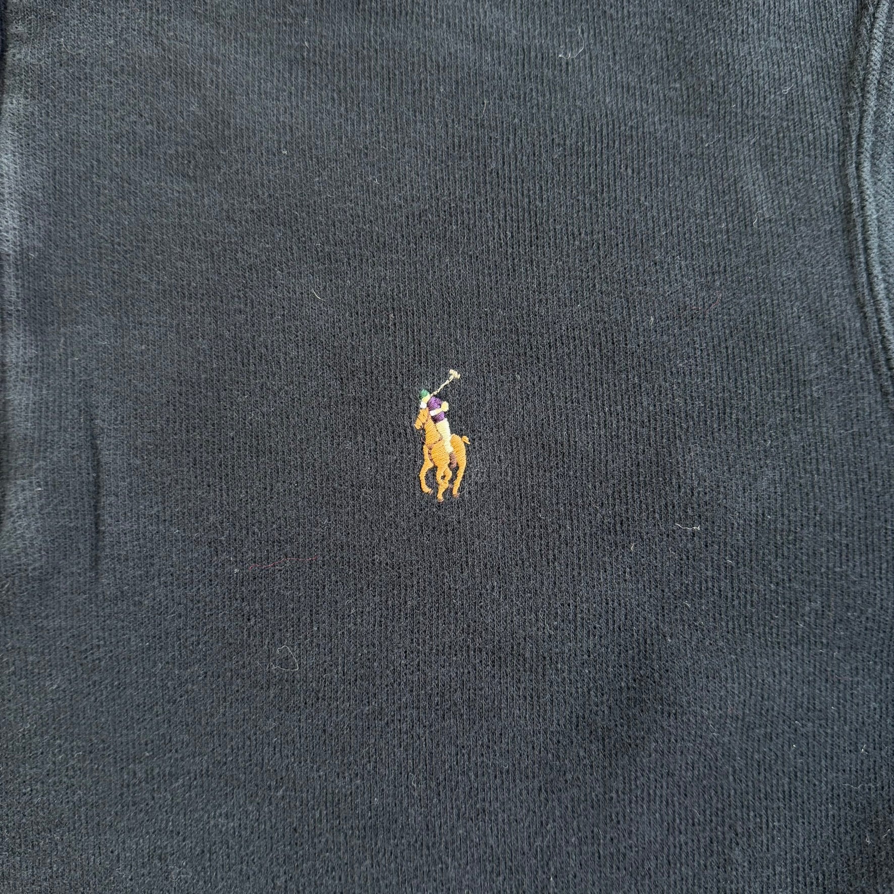 J- Vintage Polo RL Embroidered Logo Black Quarter Zip Crewneck - L