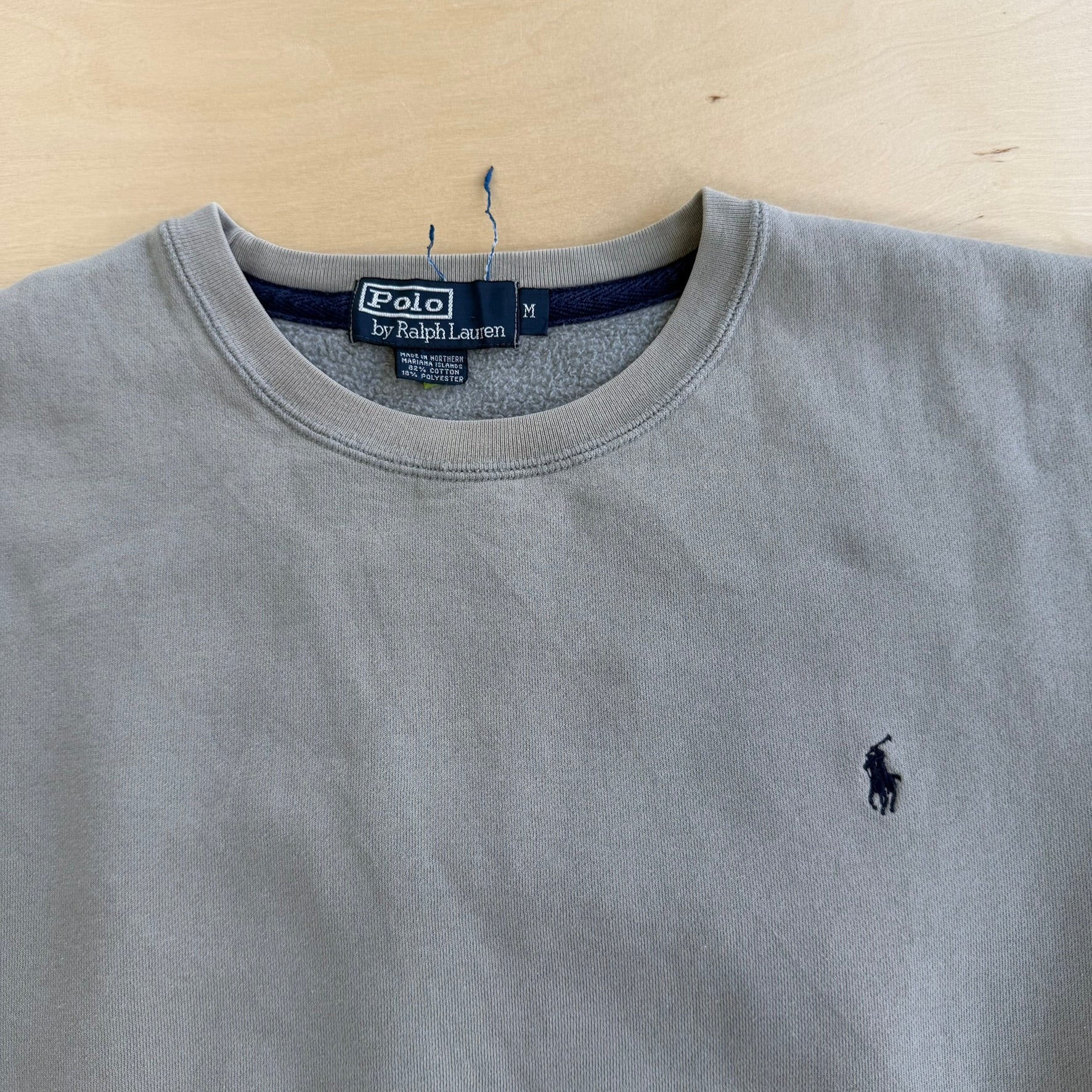 J- Vintage 90s Polo RL Embroidered Logo Grey Crewneck - M