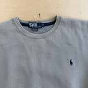 J- Vintage 90s Polo RL Embroidered Logo Grey Crewneck - M