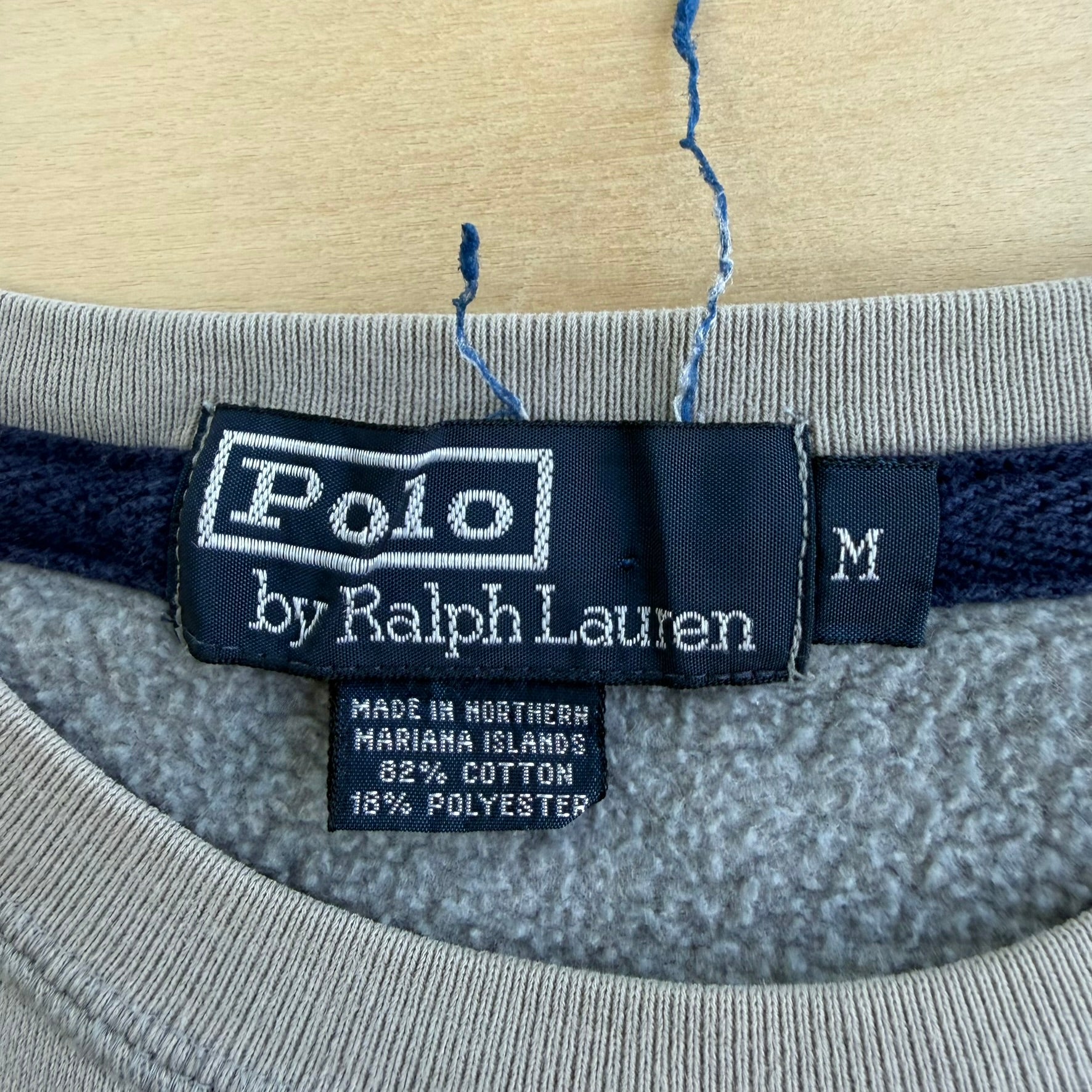 J- Vintage 90s Polo RL Embroidered Logo Grey Crewneck - M