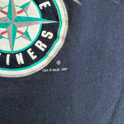 J- Vintage '97 Seattle Marines MLB Graphic Text & Baseball Made In USA Tee - M