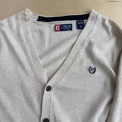 J- Vintage Chaps RL Embroidered Logo Beige Cardigan Knit Sweater - M