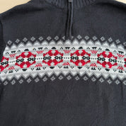 J- Vintage Chaps RL Dark Grey Quarter Zip Knit Sweater - L
