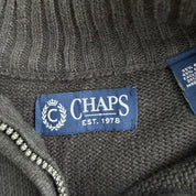 J- Vintage Chaps RL Dark Grey Quarter Zip Knit Sweater - L