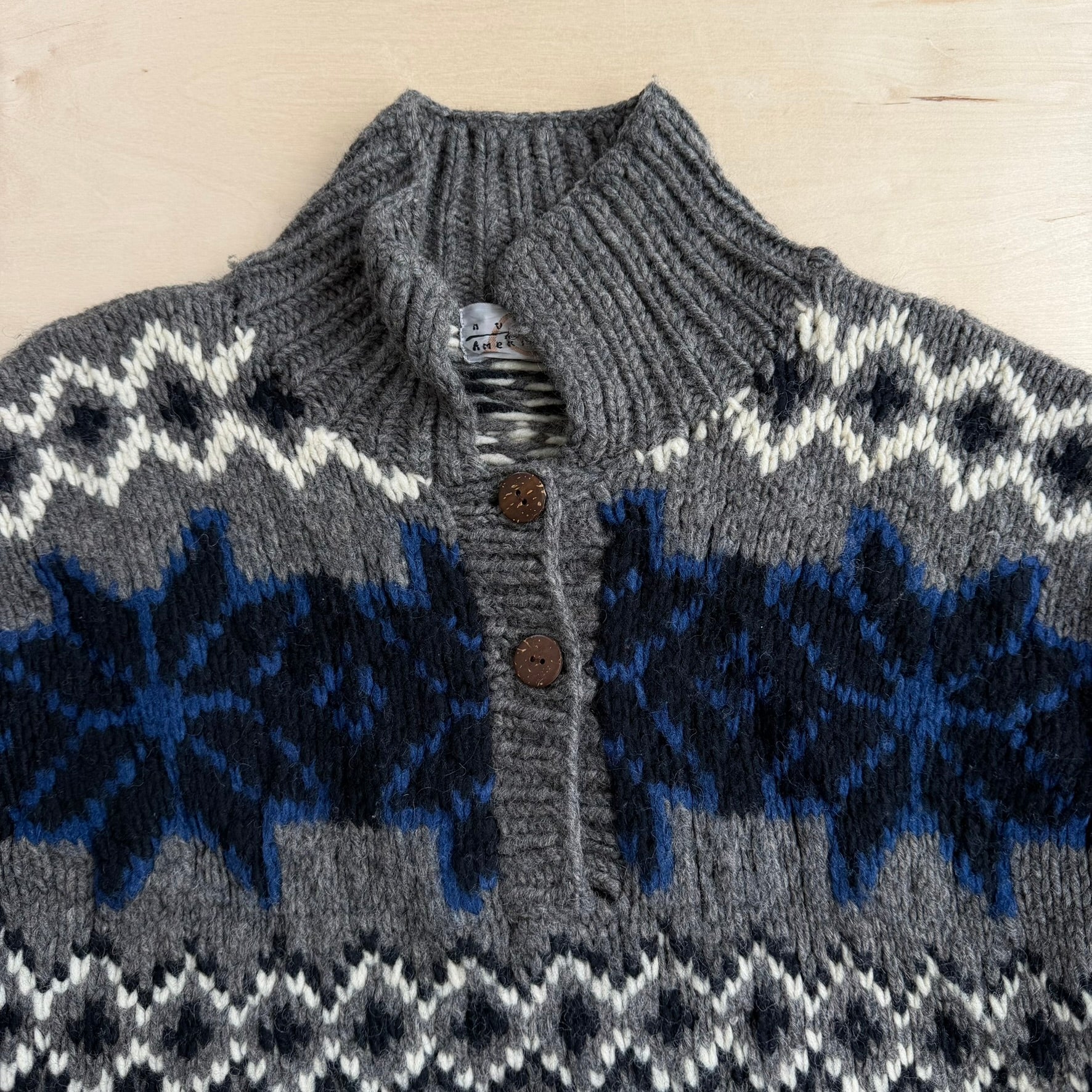 J- Vintage Nuevo Americana Henley Wool Knit Sweater - L