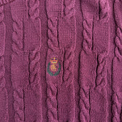 J- Vintage Chaps RL Embroidered Crest Maroon Knit Sweater - L