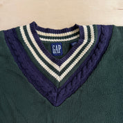 J- Vintage Gap V-Neck Style Dark Green Knit Sweater - L