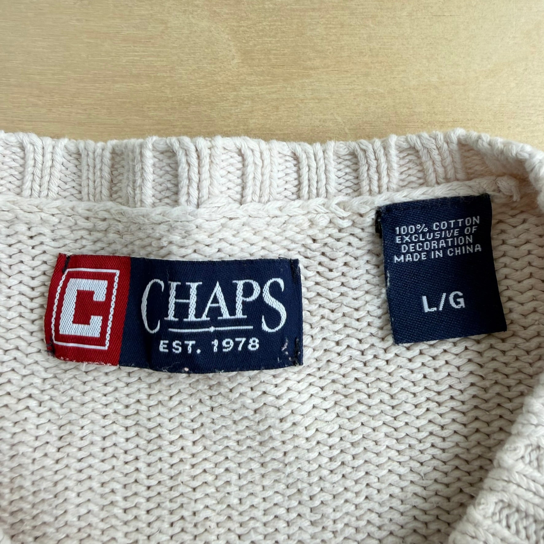 J- Vintage Chaps RL Embroidered Logo Knit Sweater - L