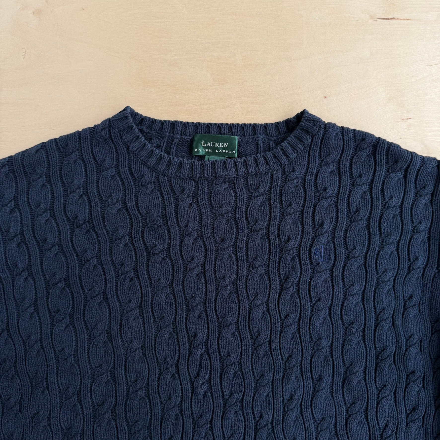 J- Vintage Women's Ralph Lauren LRL Embroidered Logo Knit Sweater - L