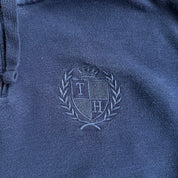 J- Vintage Tommy Hilfiger Embroidered Crest Quarter Zip Hoodie - XL