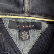 J- Vintage Tommy Hilfiger Embroidered Crest Quarter Zip Hoodie - XL