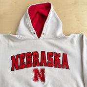 J- Vintage University Of Nebraska Embroidered Text Champ Sports Tag Hoodie - L