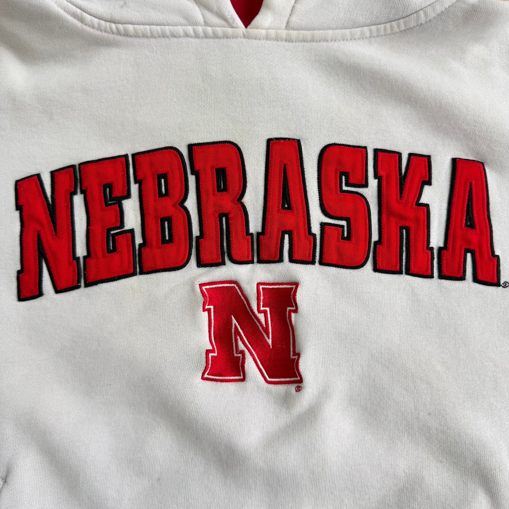 J- Vintage University Of Nebraska Embroidered Text Champ Sports Tag Hoodie - L