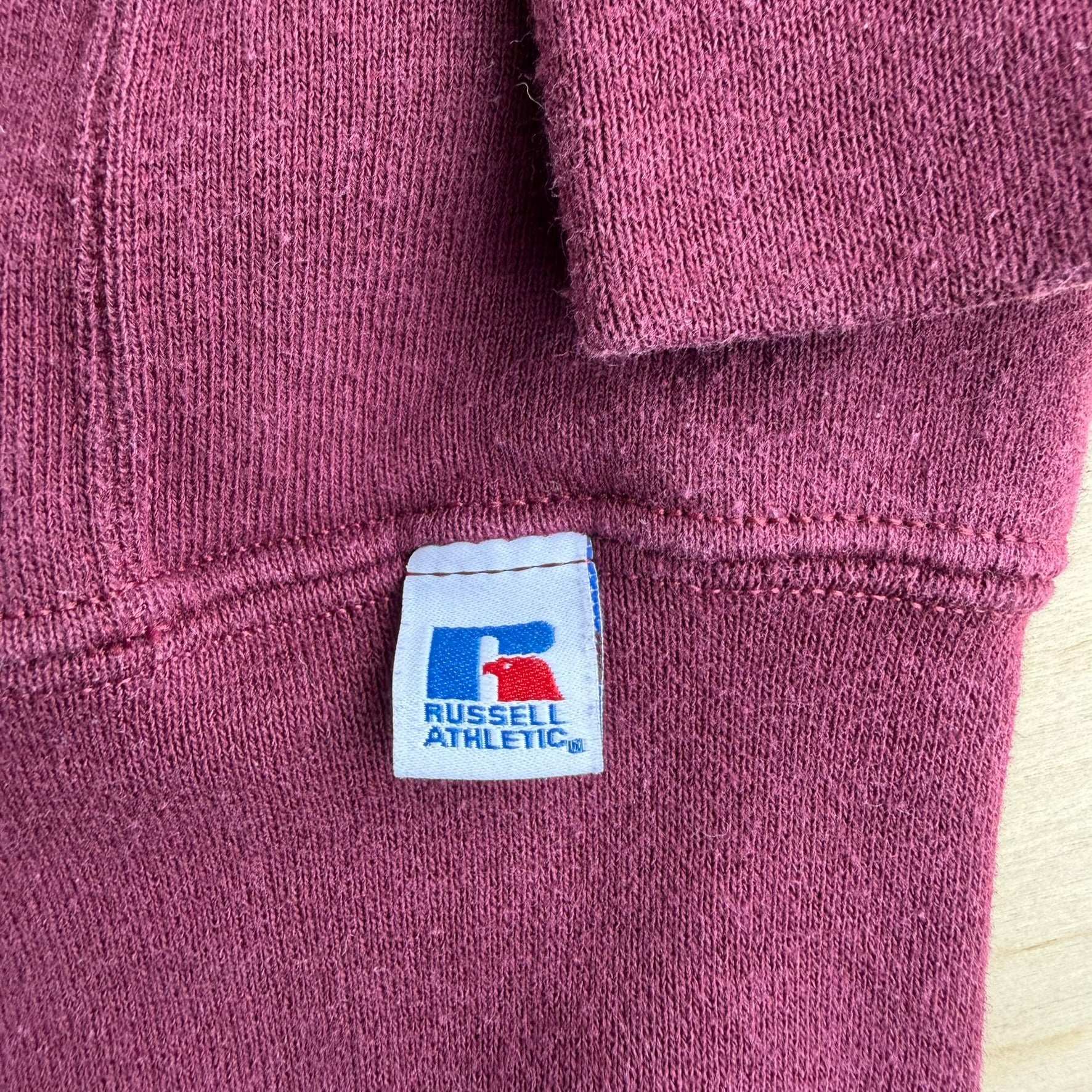 J- Vintage Russell Athletics Blank Maroon Hoodie - XL