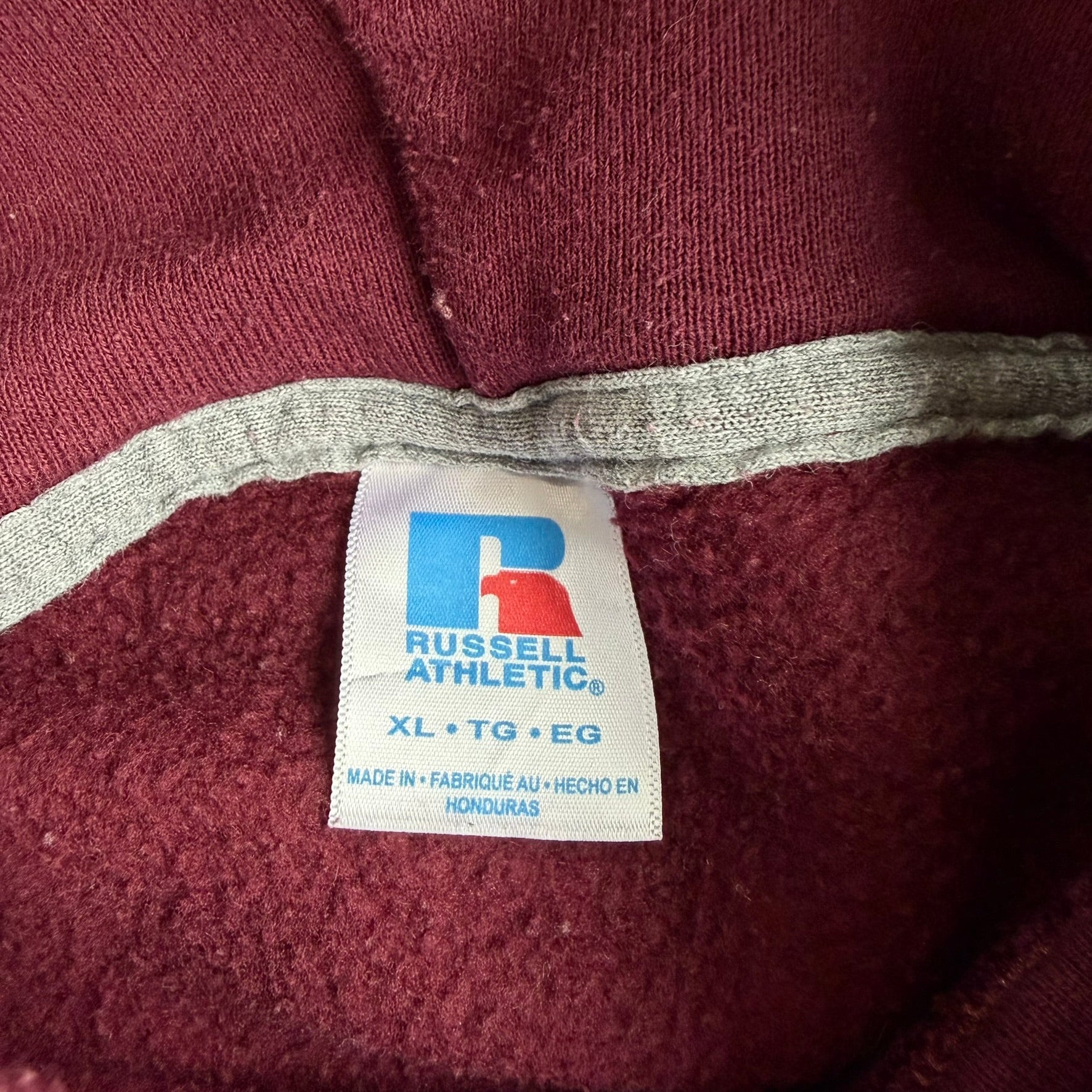 J- Vintage Russell Athletics Blank Maroon Hoodie - XL