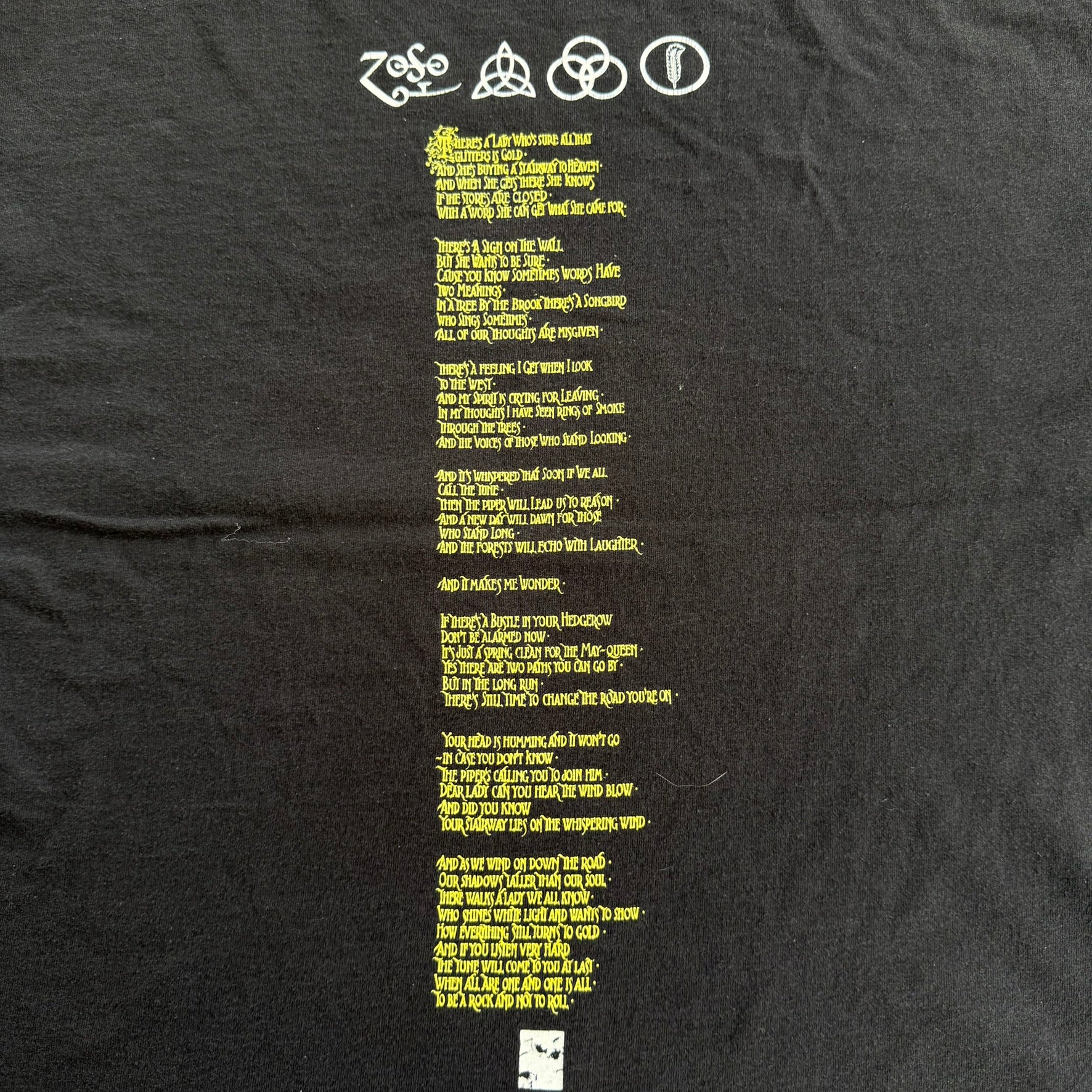 J- Vintage '05 Led Zeppelin Stairway To Heaven Lyrics Text & Graphic Tee - XL