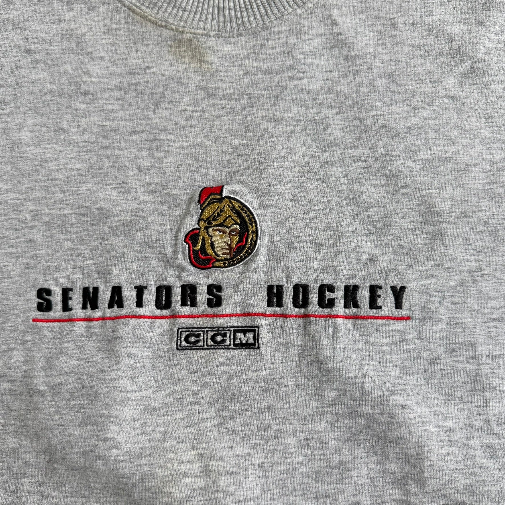 J- Vintage Ottawa Senator NHL Embroidered Logo Made In Canada Crewneck - XL