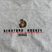 J- Vintage Ottawa Senator NHL Embroidered Logo Made In Canada Crewneck - XL
