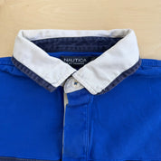 J- Vintage Nautica Embroidered Text Rugby Shirt - L