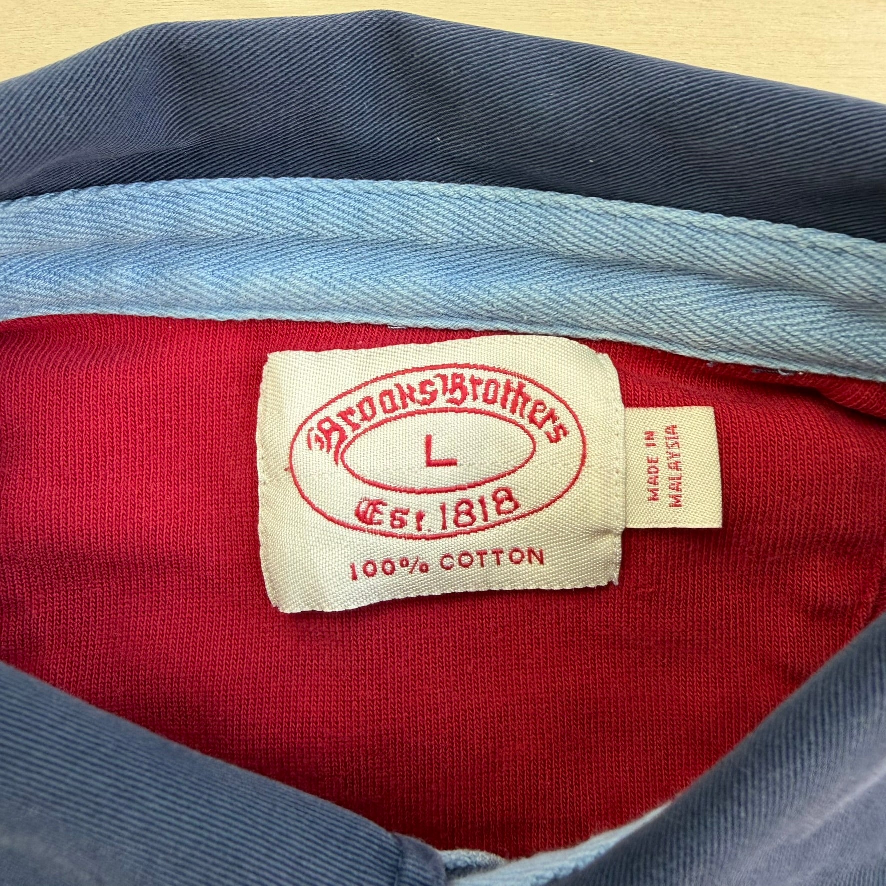 J- Vintage Brooks Brother Embroidered Patch Rugby Shirt - L