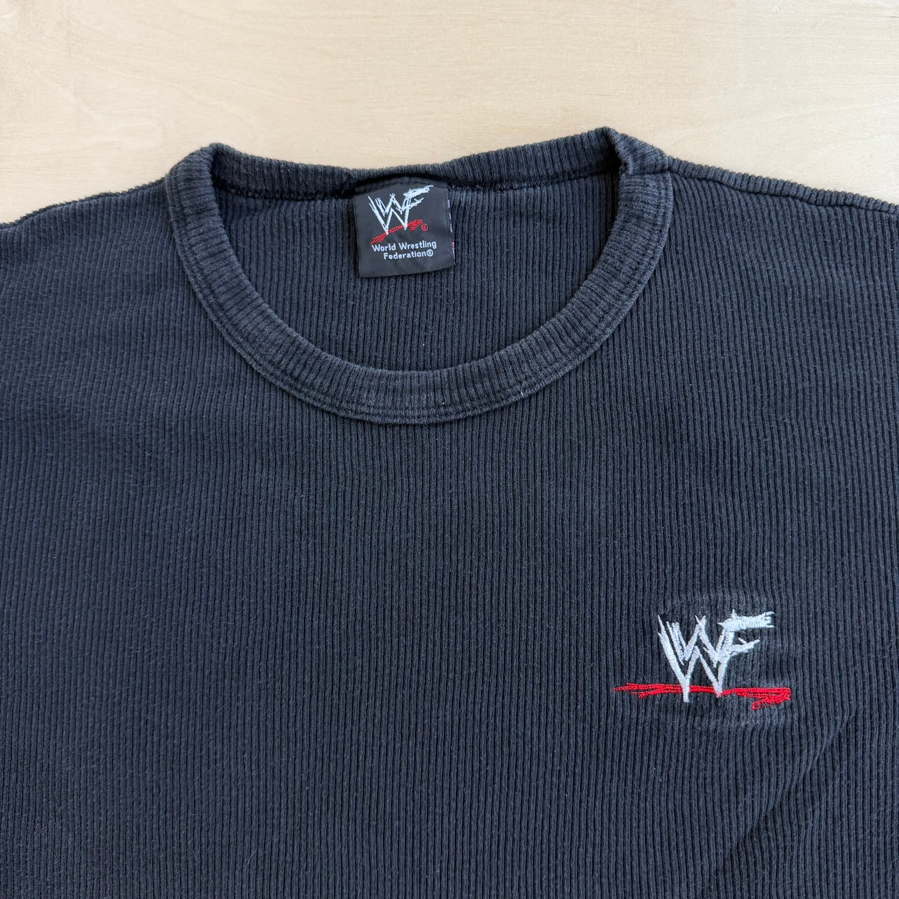 J- Vintage '01 WWE Embroidered Logo Ribbed Knit Tee - 2XL