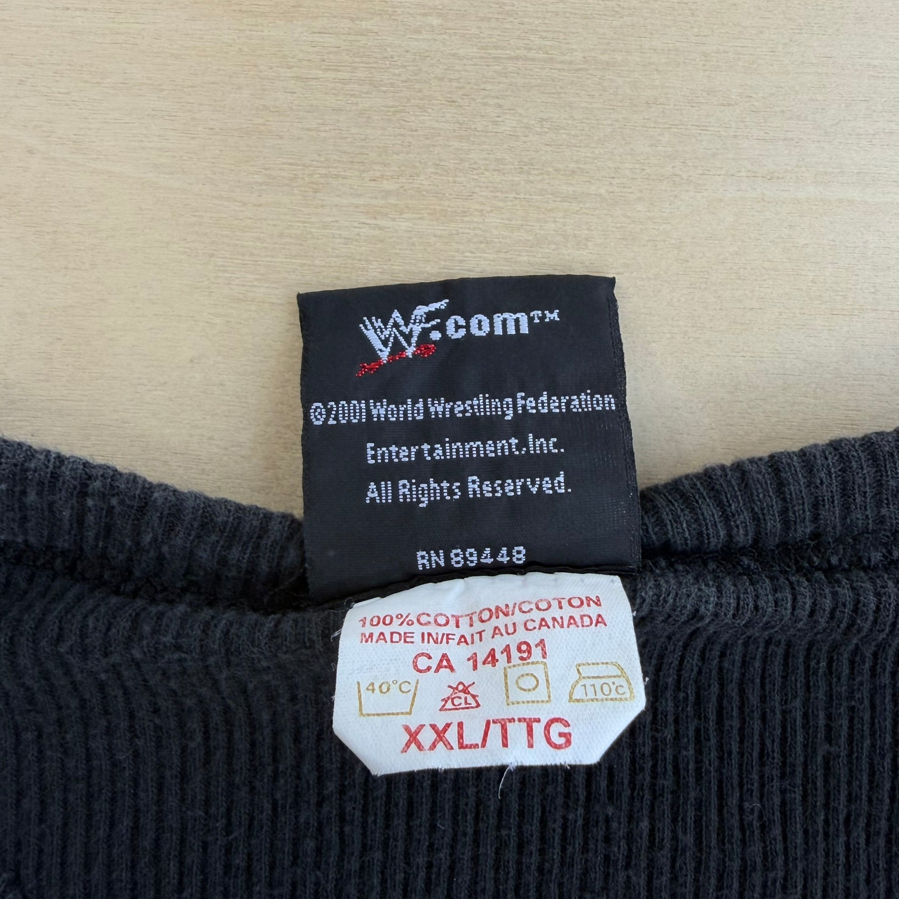 J- Vintage '01 WWE Embroidered Logo Ribbed Knit Tee - 2XL
