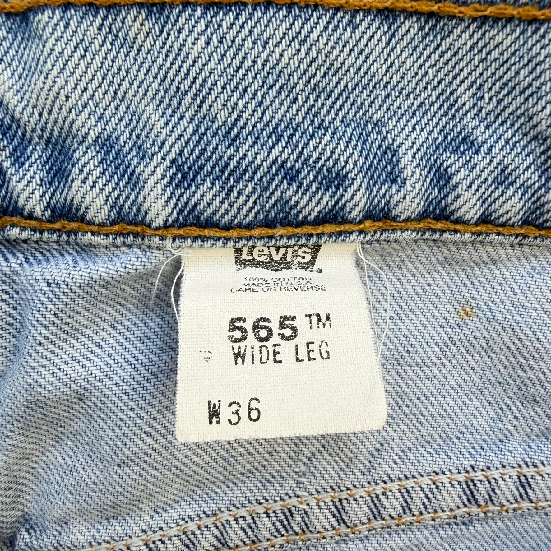 J- Vintage Levi's Orange Tab 565 Made In USA Wide Leg Baggy Jorts - 36 waist 10.5 inseam