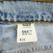 J- Vintage Levi's Orange Tab 565 Made In USA Wide Leg Baggy Jorts - 36 waist 10.5 inseam