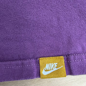 J- Vintage Nike Sportswear Swoosh & Text Graphic Purple/Yellow Ringer Tee - XL