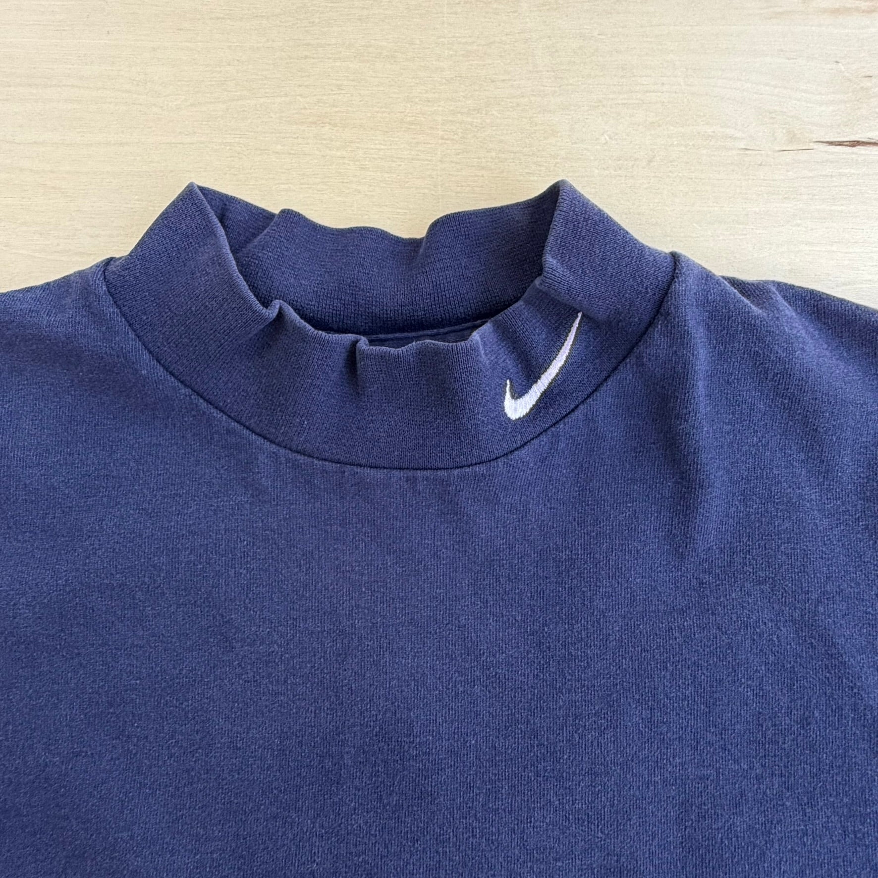 J- Vintage Nike Embroidered Swoosh Made In USA Turtle Neck Style Long Sleeve Tee - XL