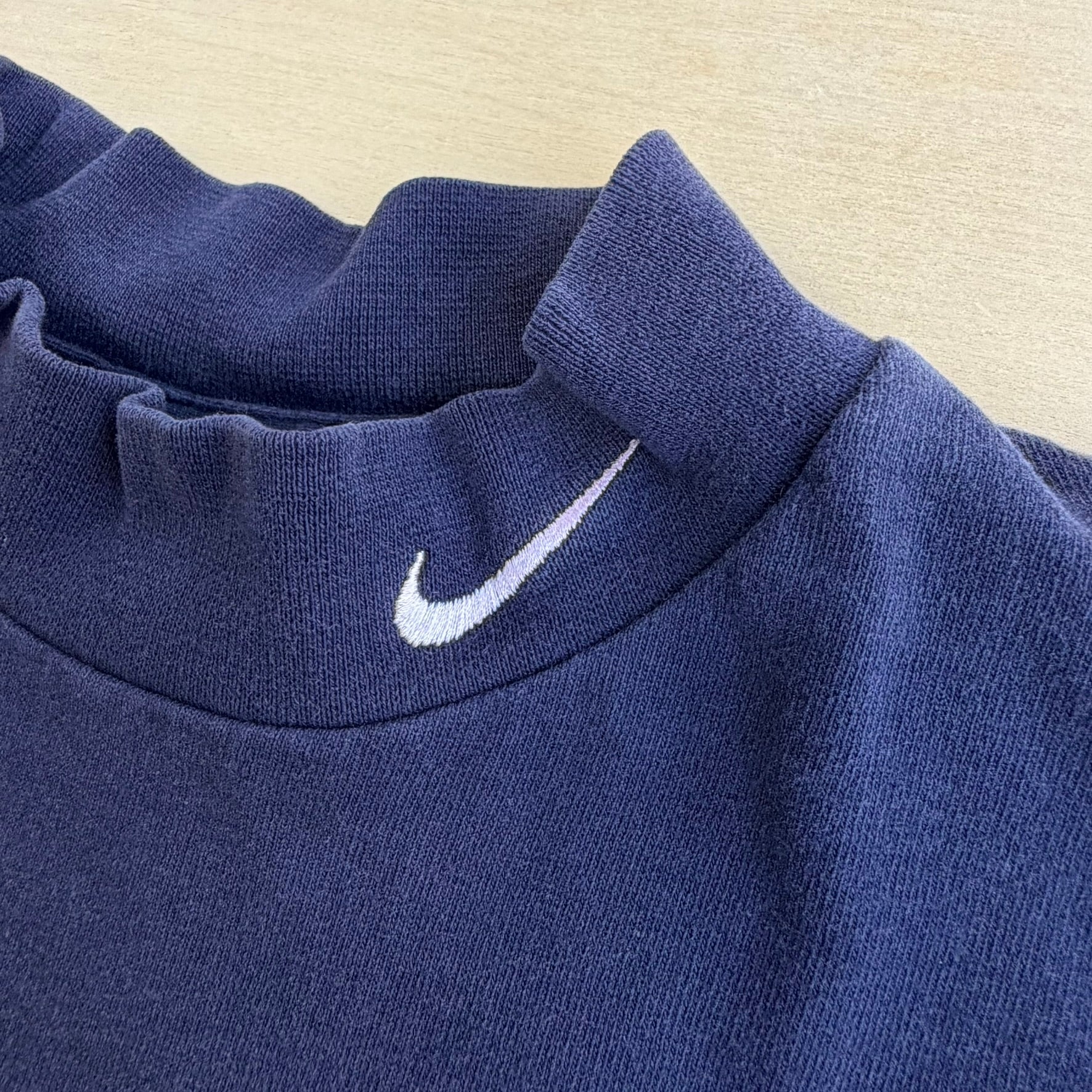 J- Vintage Nike Embroidered Swoosh Made In USA Turtle Neck Style Long Sleeve Tee - XL