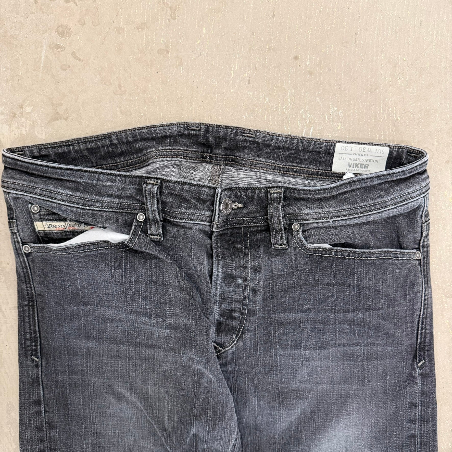 J- Vintage Diesel Viker Made In USA Regular Straight Fit Black Jeans - 30x30