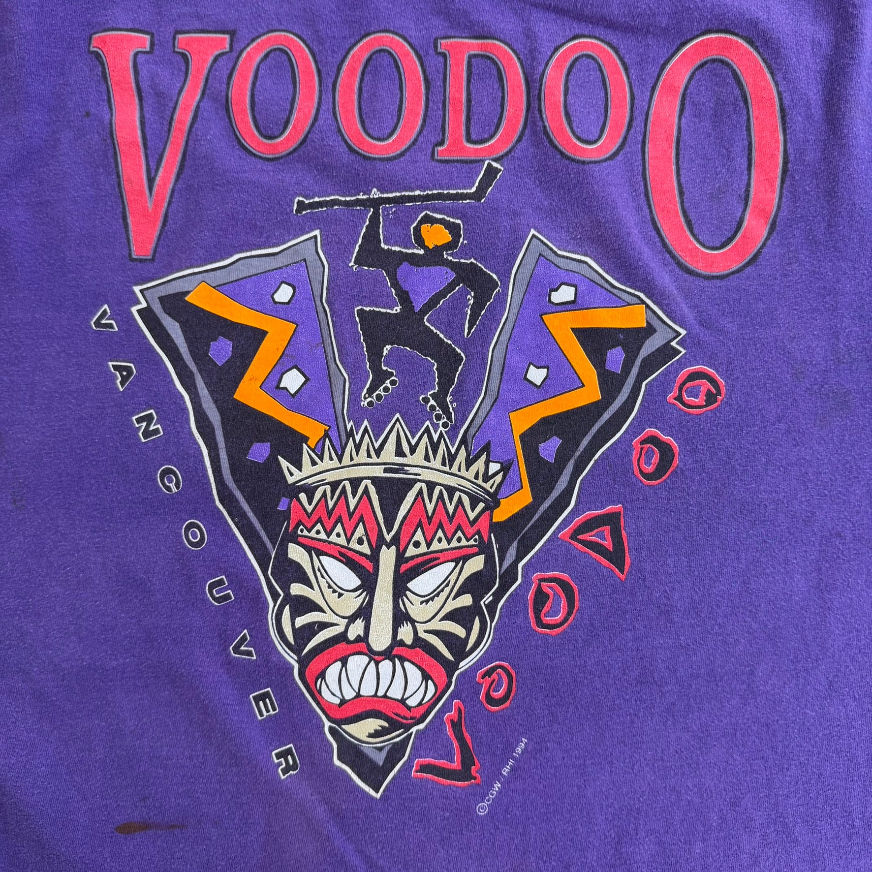 J- Vintage '94 Vancouver Voodoo Roller Hockey Graphic Single Stitch Tee - XL