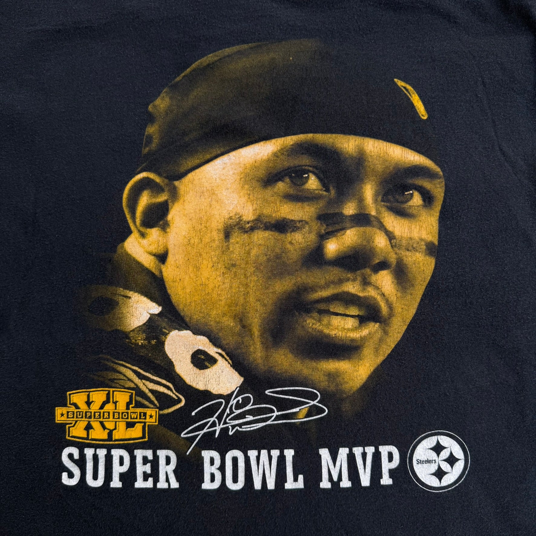 J- Vintage Pittsburgh Steelers NFL Hines Ward Super Bowl 40 MVP Picture Graphic Tee - 2XL