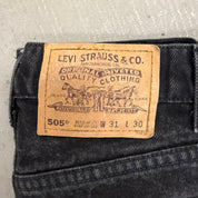 J- Vintage Levi's 505 Orange Tab Made In USA Straight Leg Black Jeans - 31x30