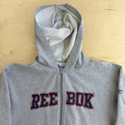 J- Vintage Reebok Embroidered Text Zip Up Hoodie - XL (fits M)