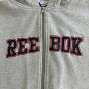 J- Vintage Reebok Embroidered Text Zip Up Hoodie - XL (fits M)