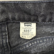 J- Vintage Levi's 505 Orange Tab Made In USA Straight Leg Black Jeans - 31x30