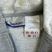 J- Vintage Reebok Embroidered Text Zip Up Hoodie - XL (fits M)