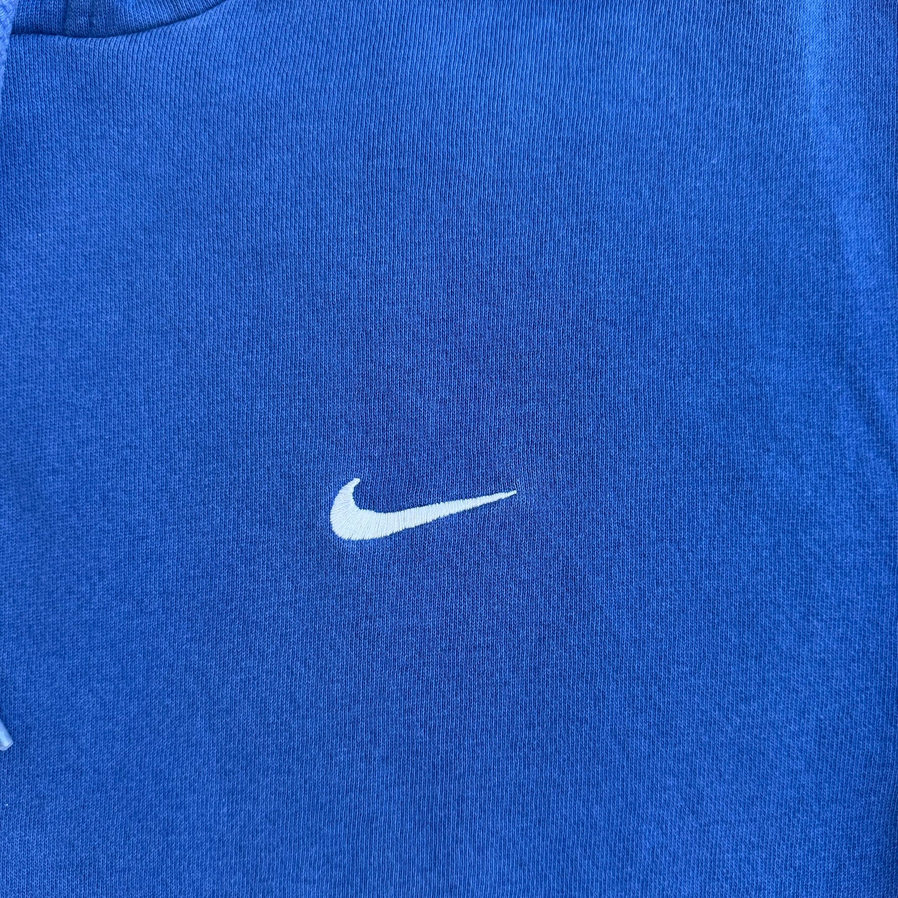 J- Vintage Nike Embroidered Swoosh Made In Canada Blue Hoodie - M