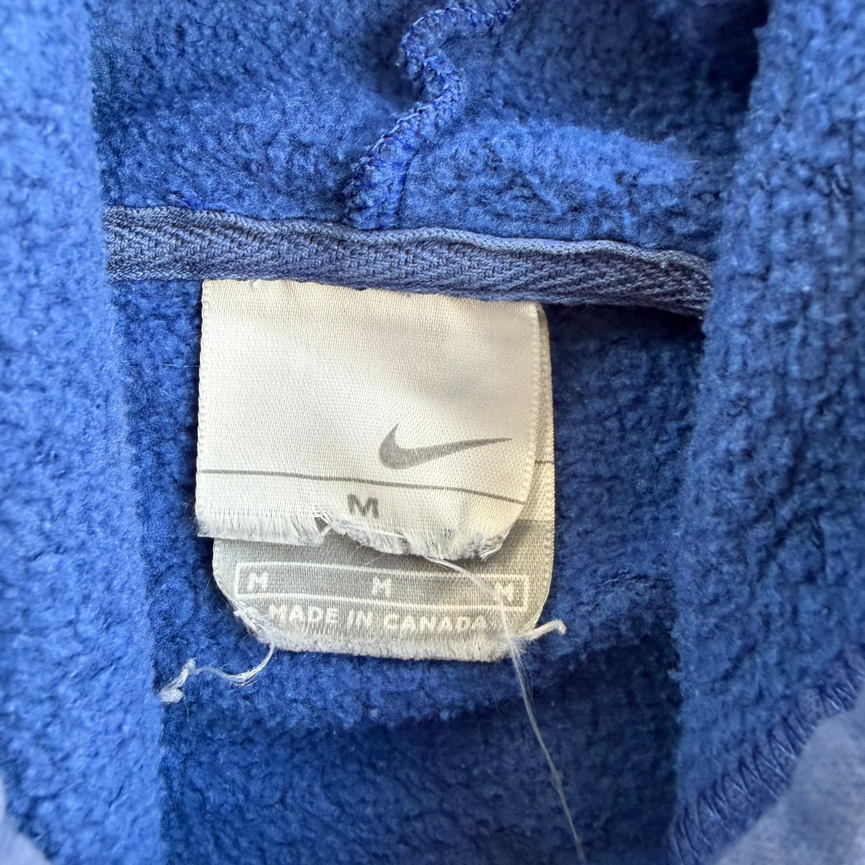 J- Vintage Nike Embroidered Swoosh Made In Canada Blue Hoodie - M