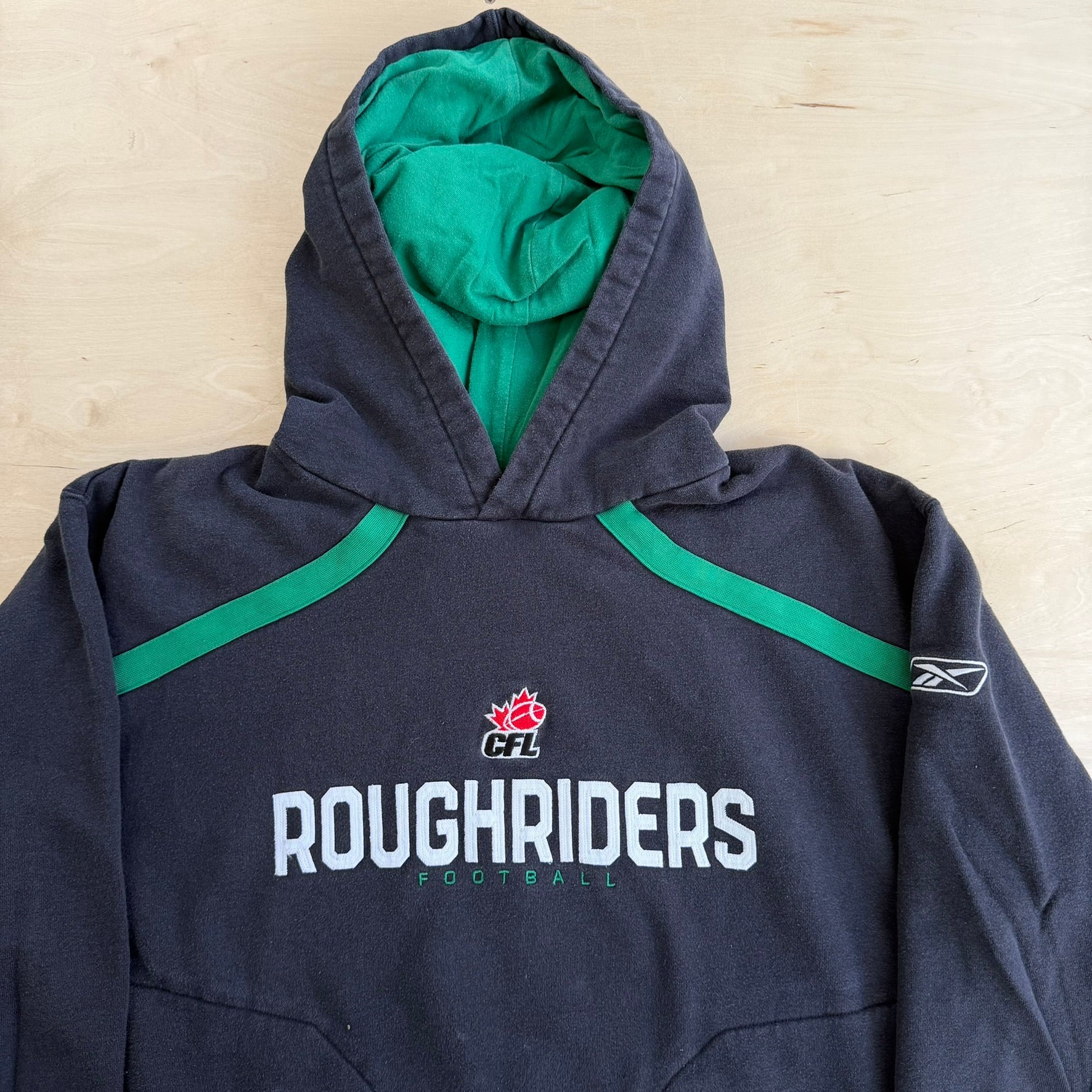 J- Vintage Saskatchewan CFL Reebok Embroidered Text Hoodie - L