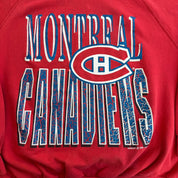 J- Vintage '92 Montreal Canadiens NHL Logo & Text Graphic Hoodie - L